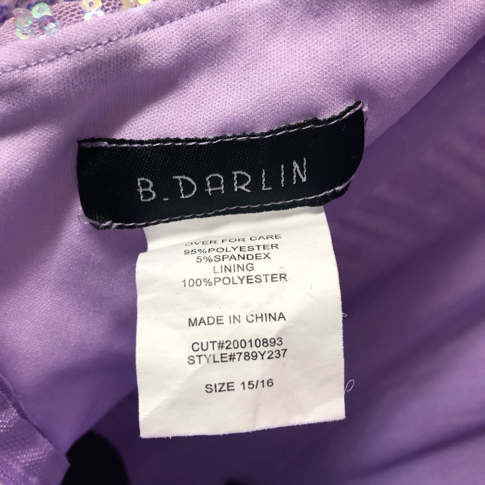 B. Darlin Elegant Purple Mermaid/Trumpet Sequin Gown - Picture 12 of 16